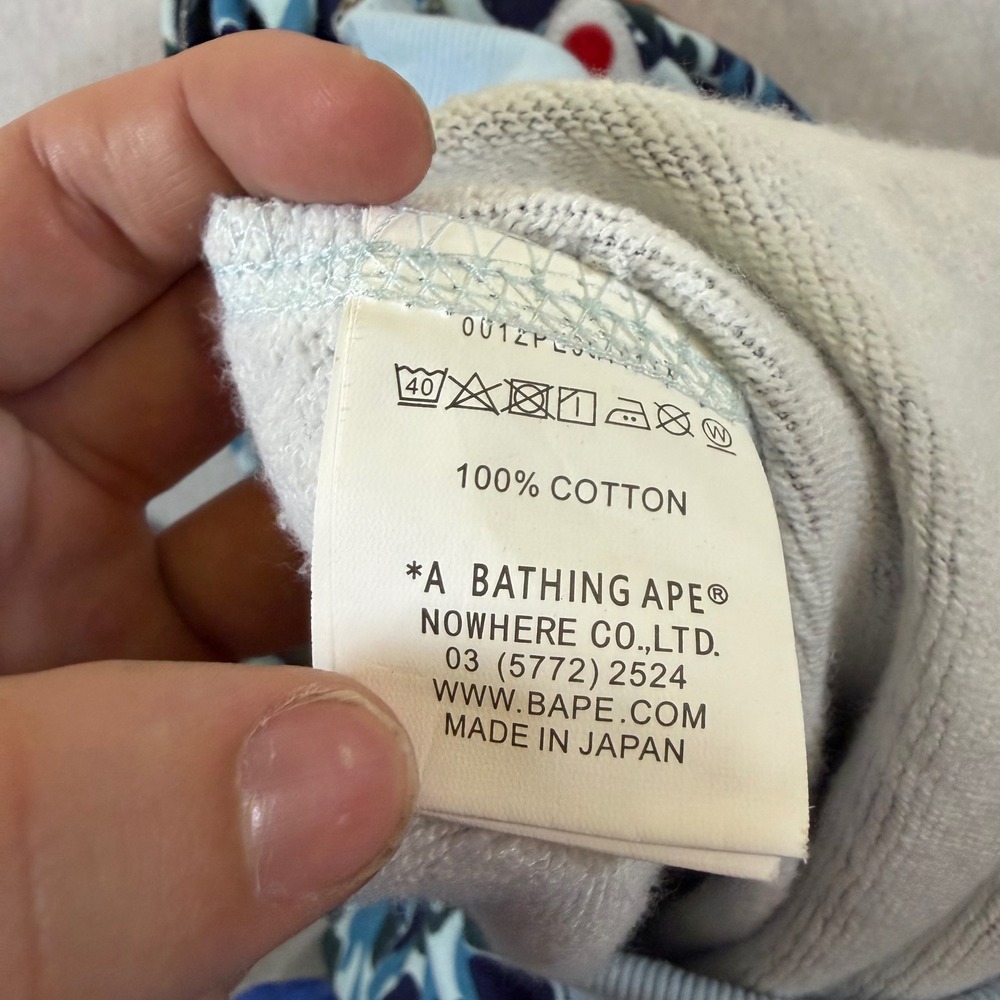 A Bathing Ape BAPE Blue Camo Shark Full Zip Hoodie Made in Japan 0012P - Picture 8 of 11